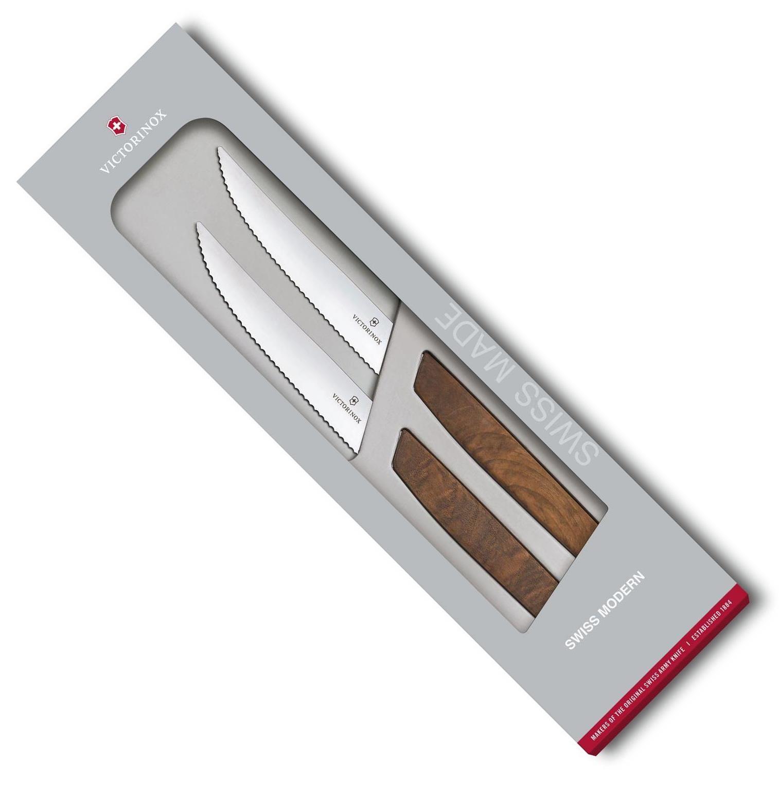 Sada 2 ks steakový nůž 12 cm SWISS MODERN s vlnitým okrajem - Victorinox