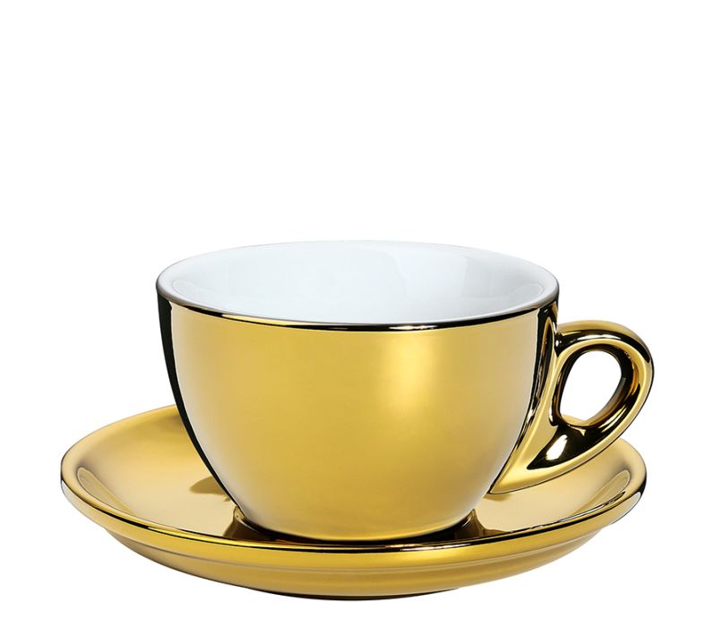 Porcelánový šálek na cappuccino ROMA zlatý 100 ml - Cilio