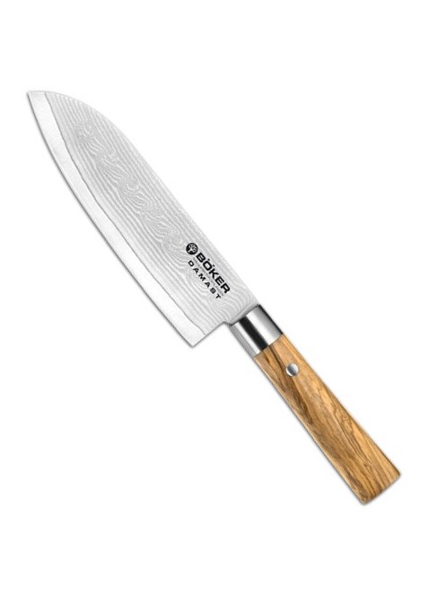 Damaškový Santoku Japonský nůž Damast Olive 17 cm - Böker Solingen