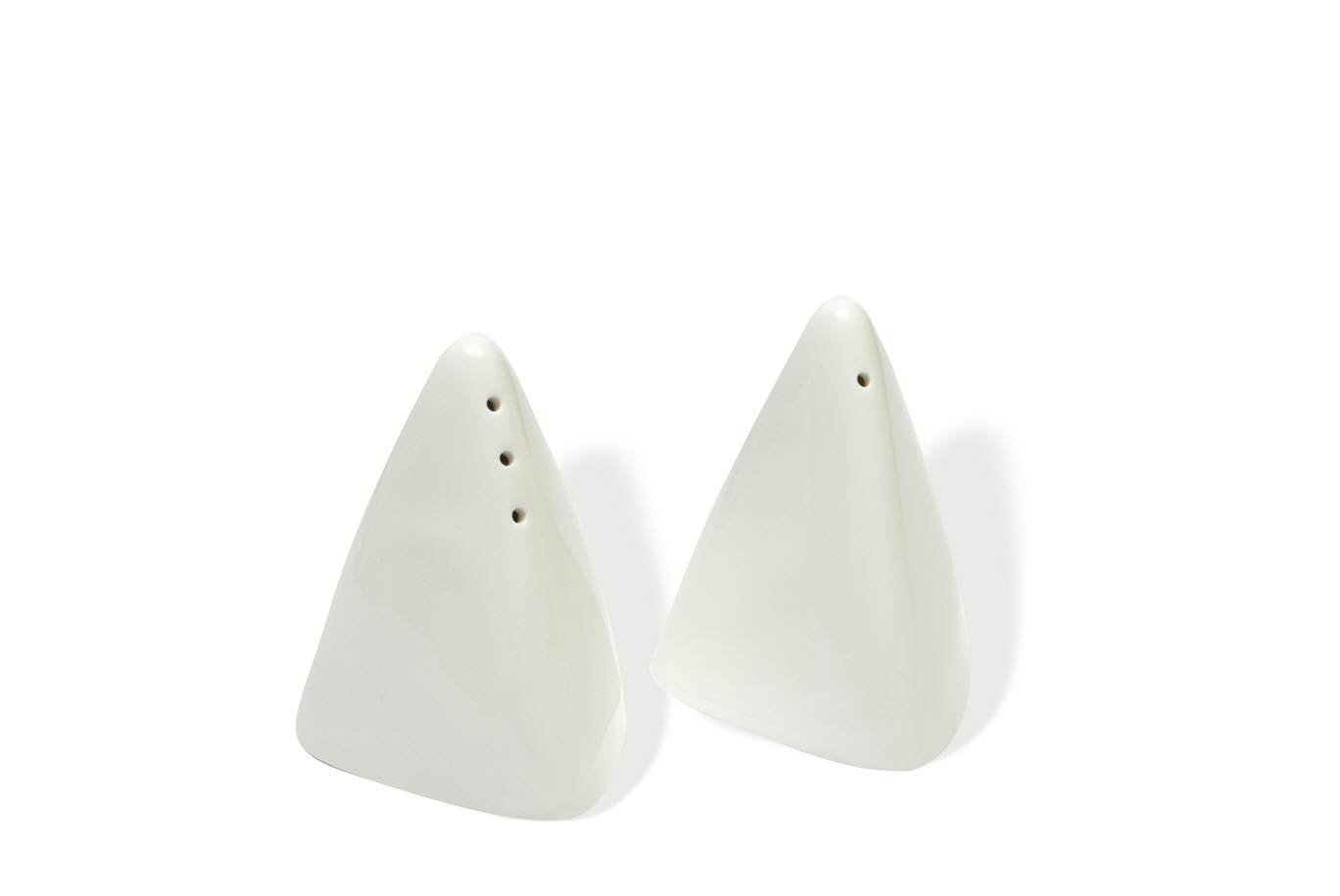 Fotografie Porcelánová solnička a kořenka na stůl White Basics Pyramid - Maxwell&