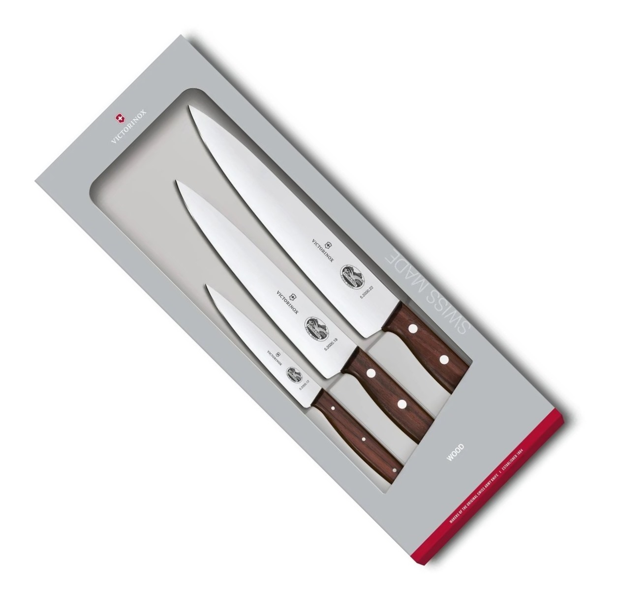 Fotografie Sada kuchařských nožů 3 ks ROSEWOOD dřevěná rukojeť - Victorinox