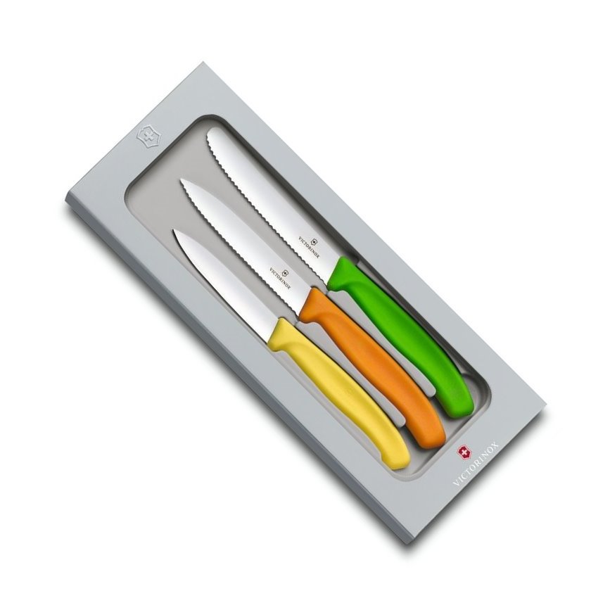Fotografie Sada nožů na zeleninu barevná SWISS CLASSIC 3 ks - Victorinox