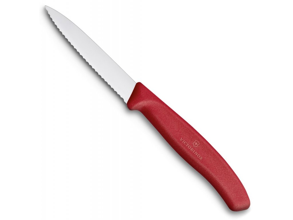 Fotografie Nůž na zeleninu zoubkovaný SWISS CLASSIC, červený 8 cm - Victorinox
