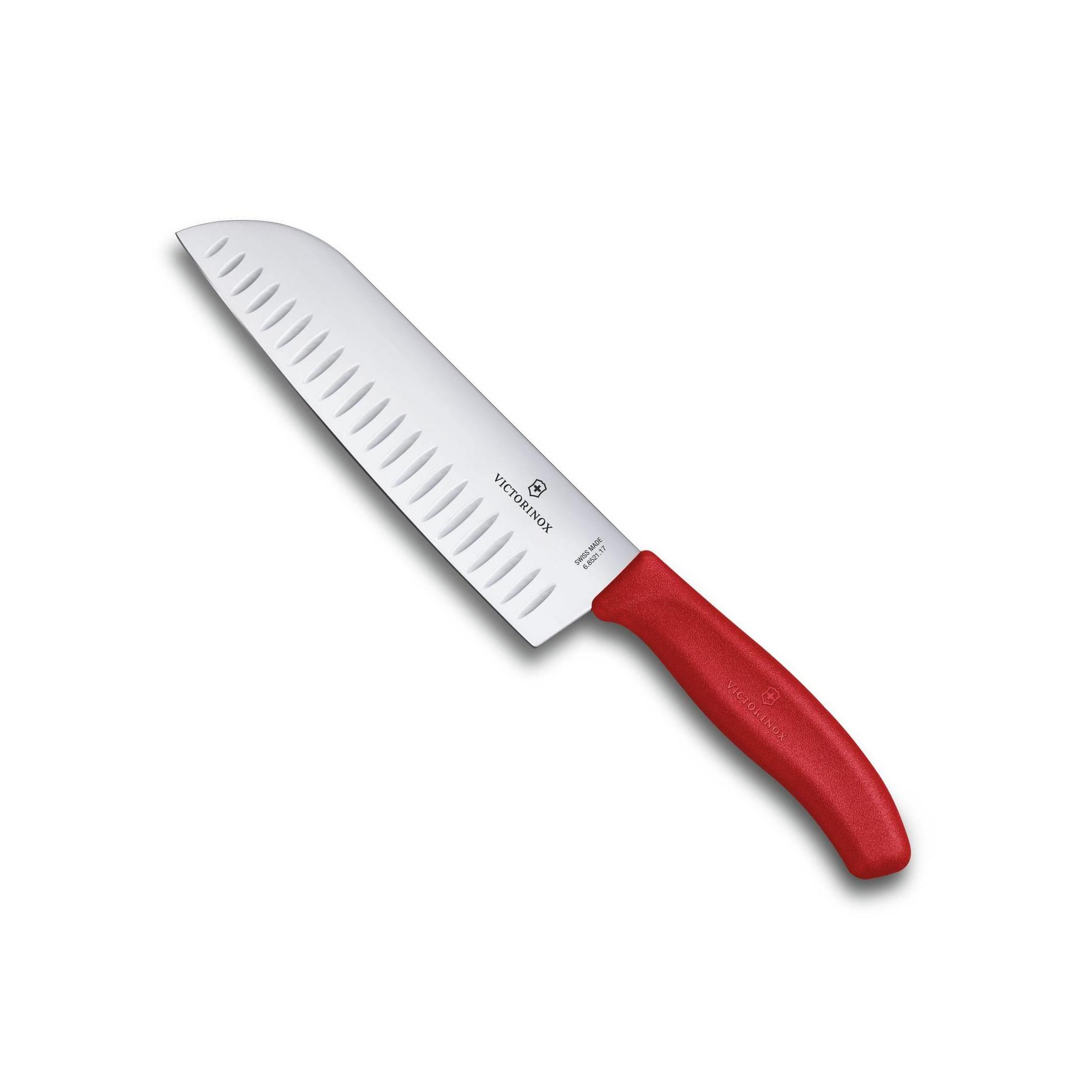 Fotografie Japonský Nůž Santoku s výbrusy SWISS CLASSIC 17 cm červený - Victorinox