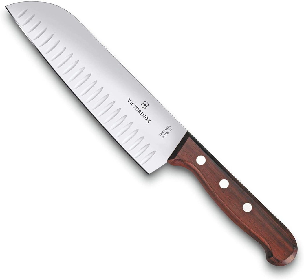 Fotografie Japonský Nůž Santoku s výbrusy 17 cm ROSEWOOD dřevěná rukojeť - Victorinox