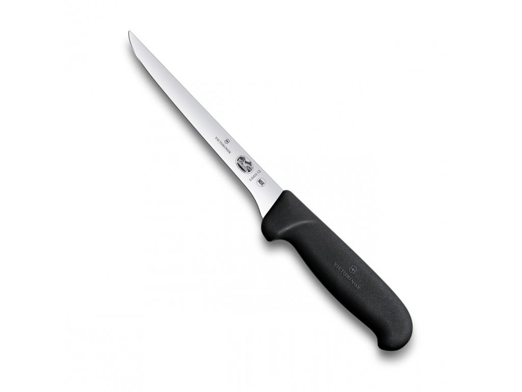 Fotografie Vykošťovací nůž FIBROX 12 cm úzká čepel černý - Victorinox