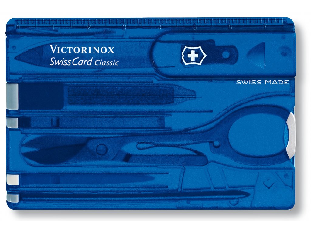 Fotografie Multifunkční kapesní nůž SWISSCARD transparentní modrá - Victorinox