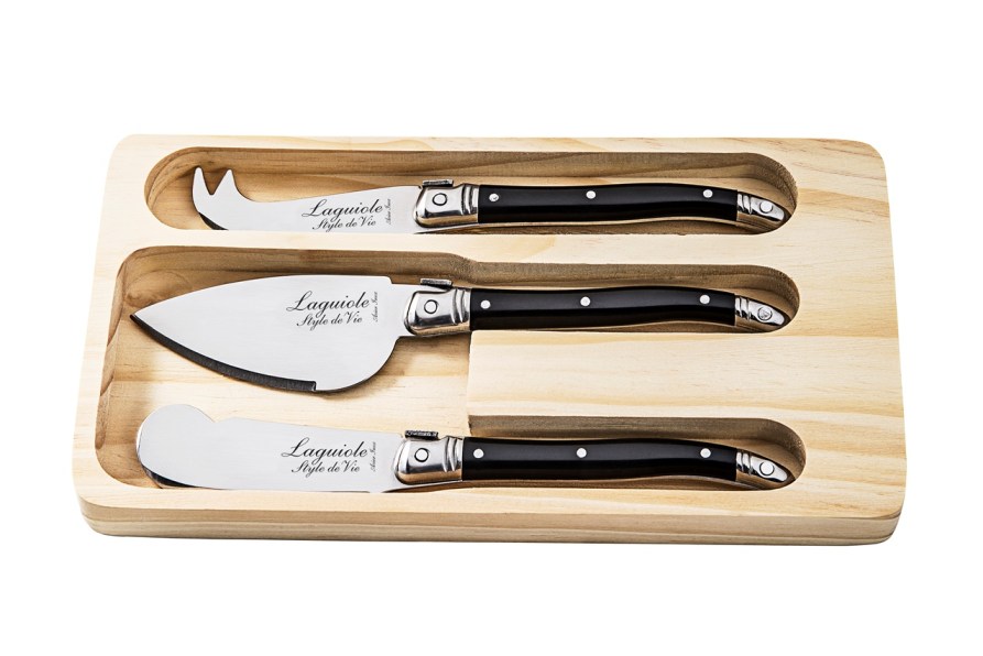 Fotografie Sada nožů na sýr Laguiole Premium 3 ks černá - LAGUIOLE Style de Vie