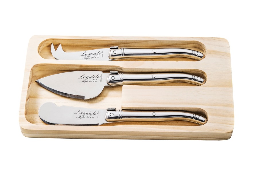 Fotografie Sada nožů na sýr Laguiole Premium 3 ks nerezová - LAGUIOLE Style de Vie