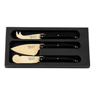 Fotografie Sada nožů na sýr Laguiole Prestige 3 ks černá Gold - LAGUIOLE Style de Vie