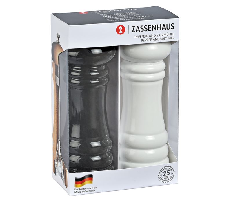 Fotografie Sada mlýnků na pepř a sůl BERLIN 18 cm, černá/bílá - Zassenhaus