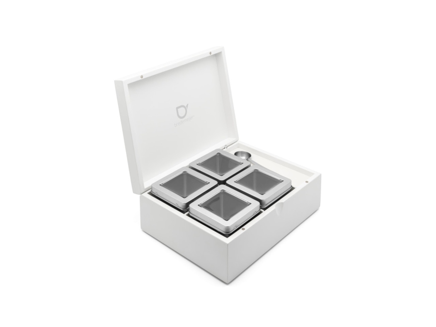 Fotografie Krabička na sypaný čaj WHITE, se 4 dózami a odměrkou - Bredemeijer