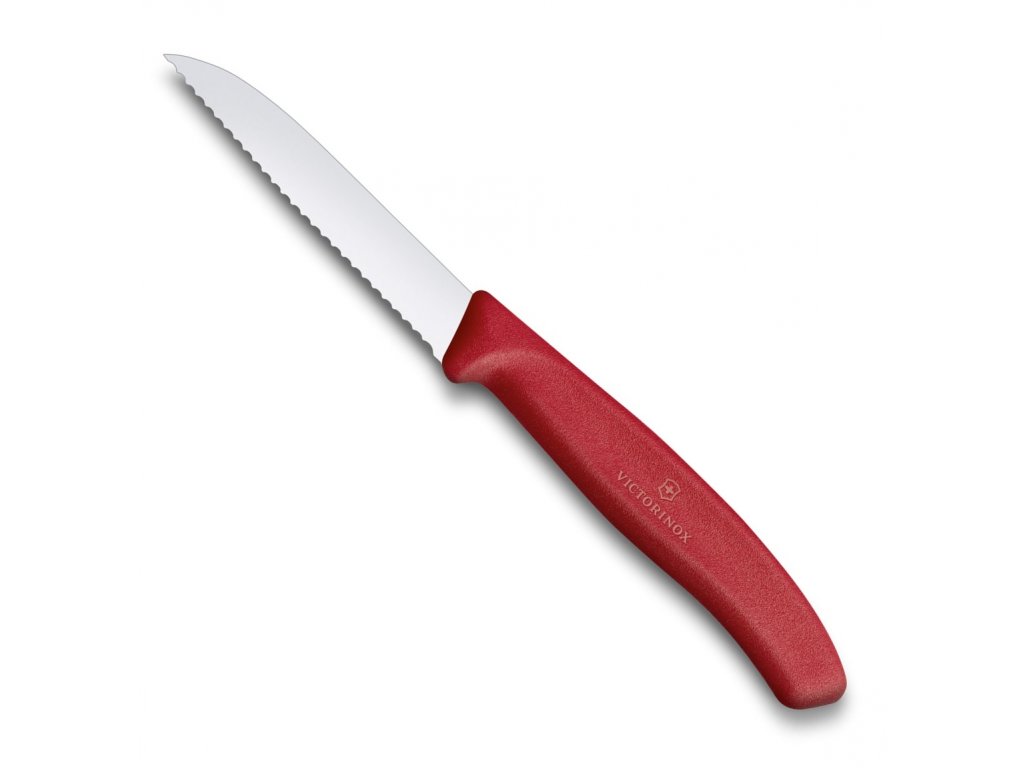 Nůž na zeleninu zoubkovaný SWISS CLASSIC 8 cm červený - Victorinox