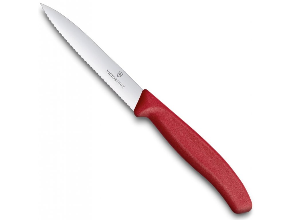 Nůž na zeleninu zoubkovaný SWISS CLASSIC 10 cm červený - Victorinox