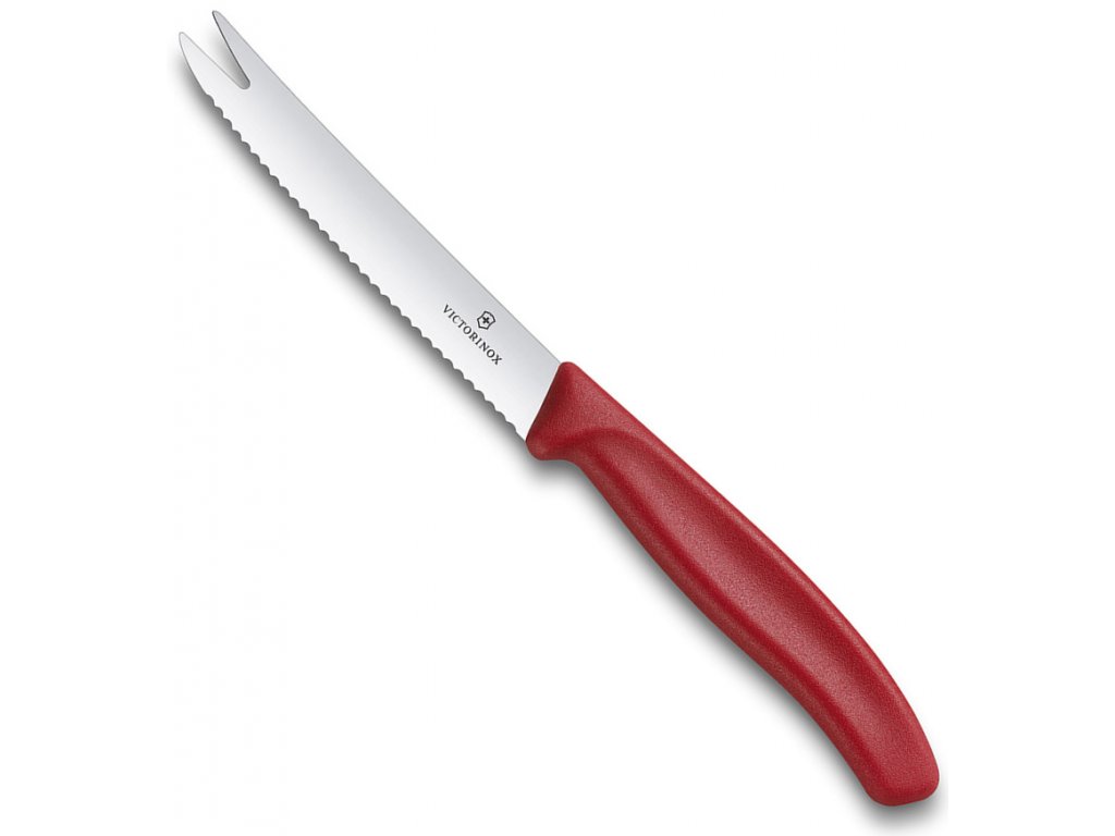 Nůž na sýr a uzeniny zoubkovaný SWISS CLASSIC 11 cm červený - Victorinox