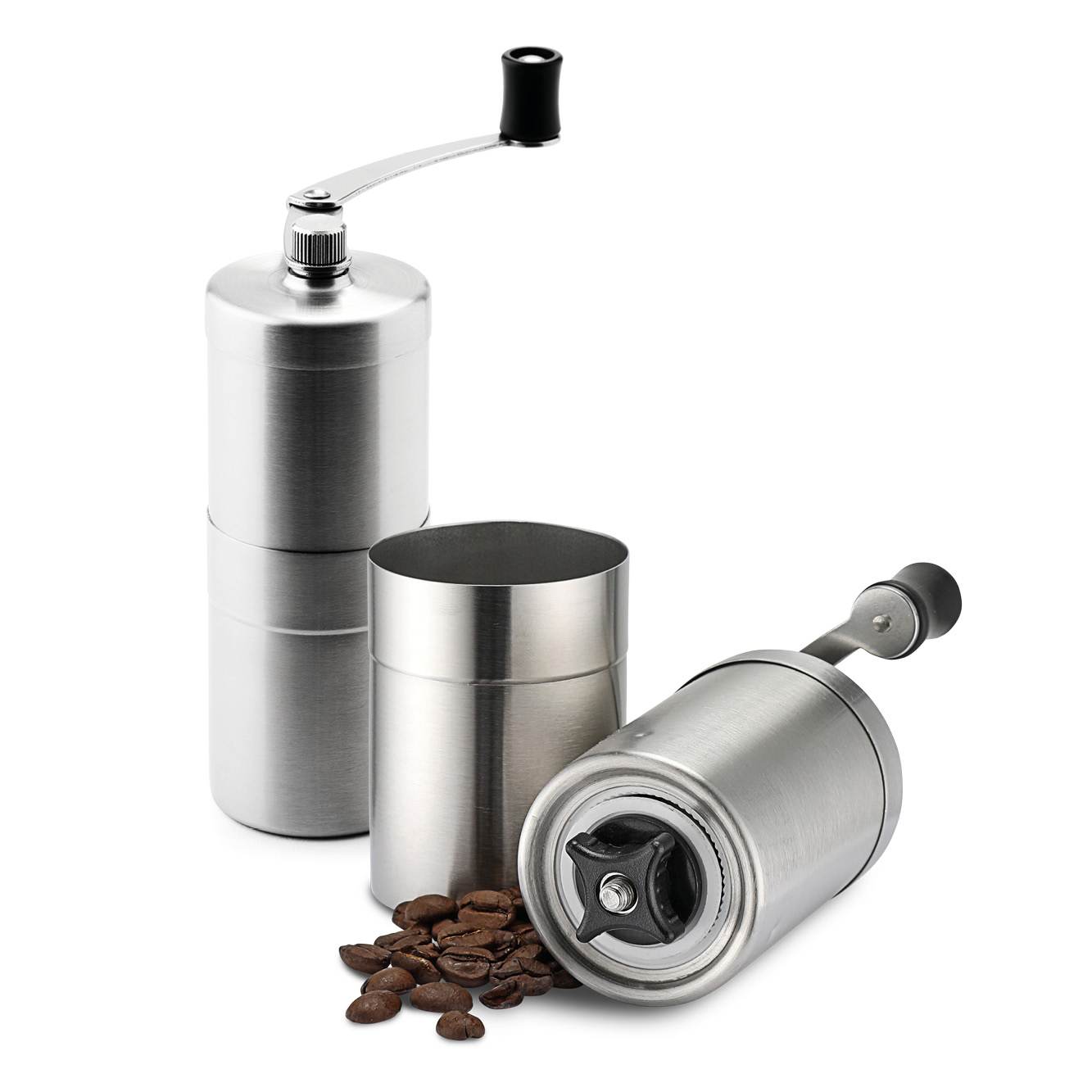 Kompaktní mlýnek na kávu, nerezový, s keramickým mlýnkem - WEIS