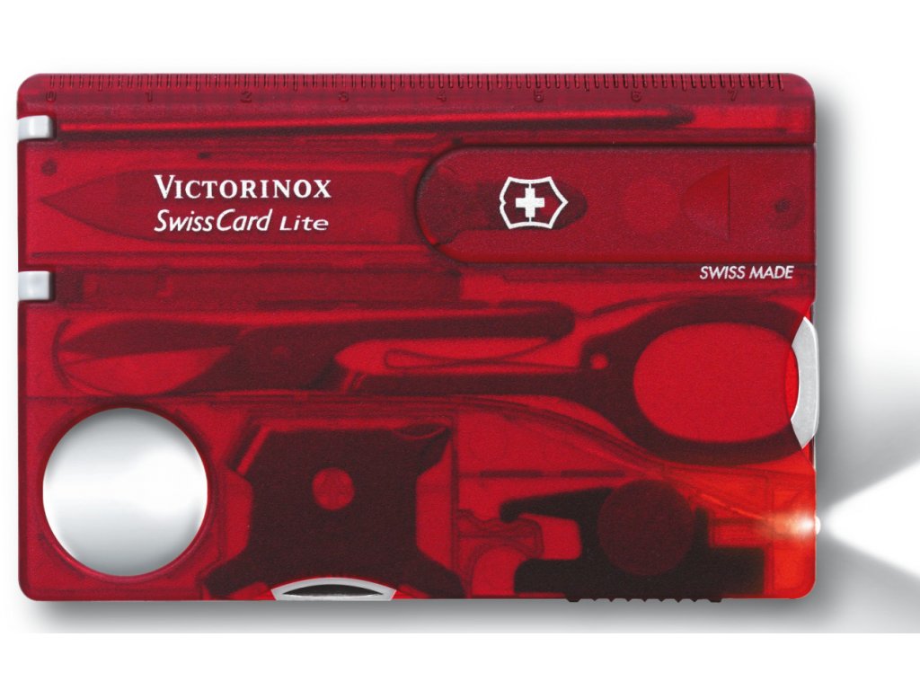 Multifunkční kapesní nůž SWISSCARD transparentní červený - Victorinox