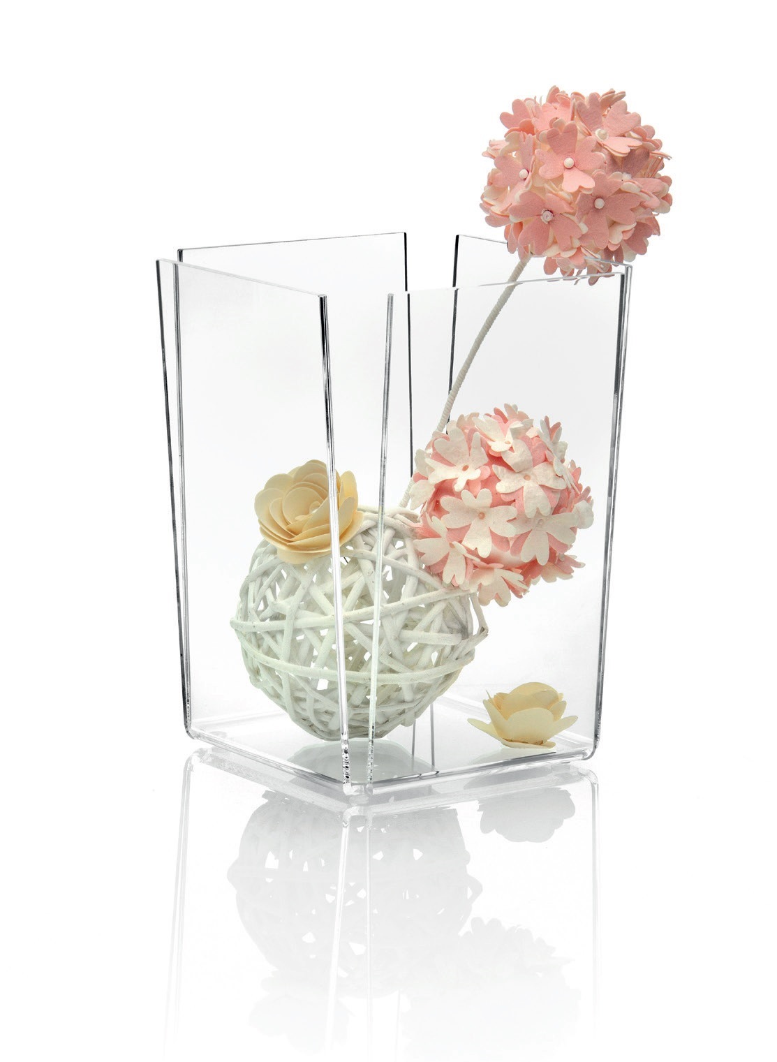 Čtvercová váza 15x15cm vysoká, transparentní - Carlo Giannini