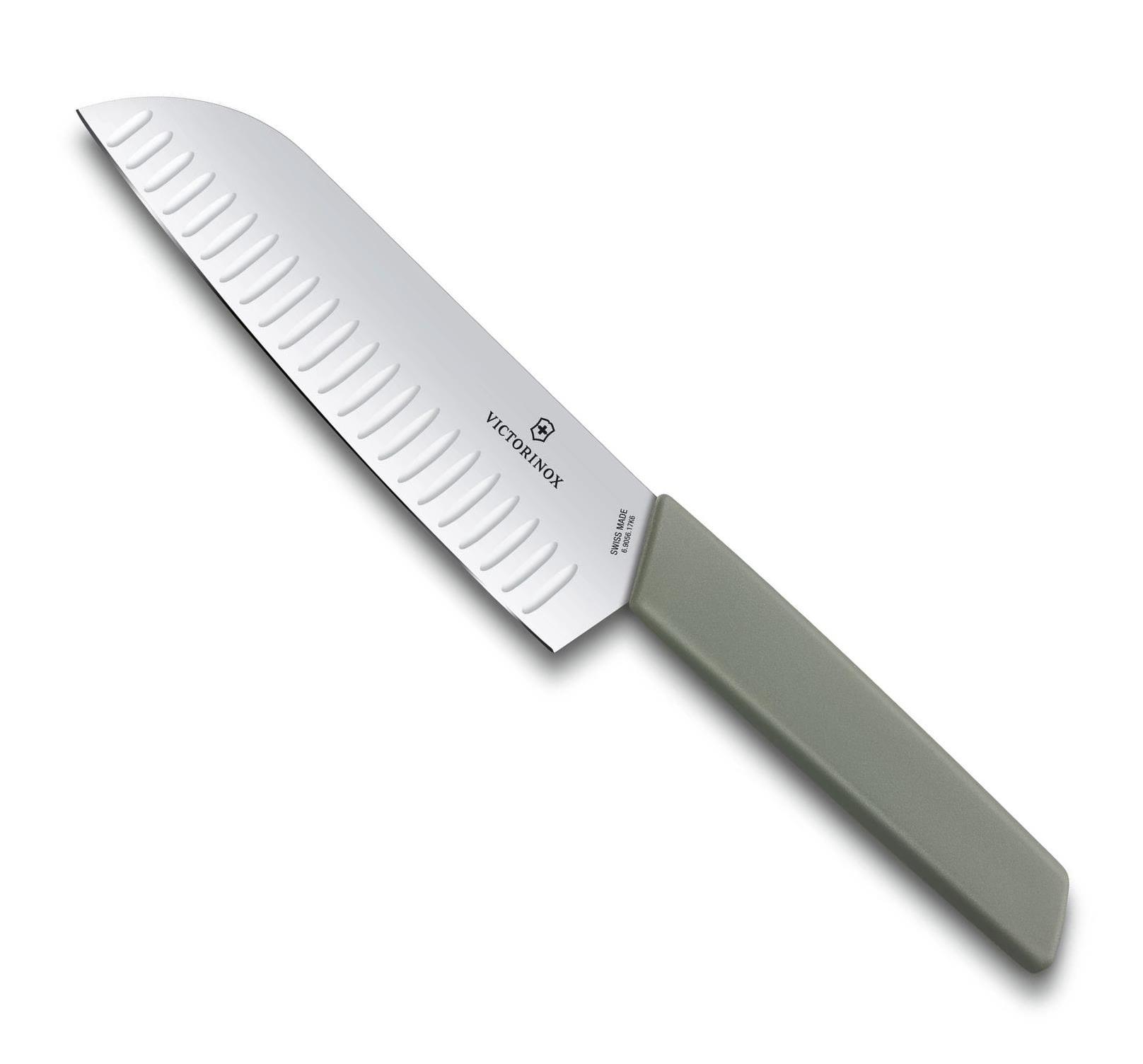 Japonský Nůž Santoku s výbrusy 17 cm olivový SWISS MODERN - Victorinox