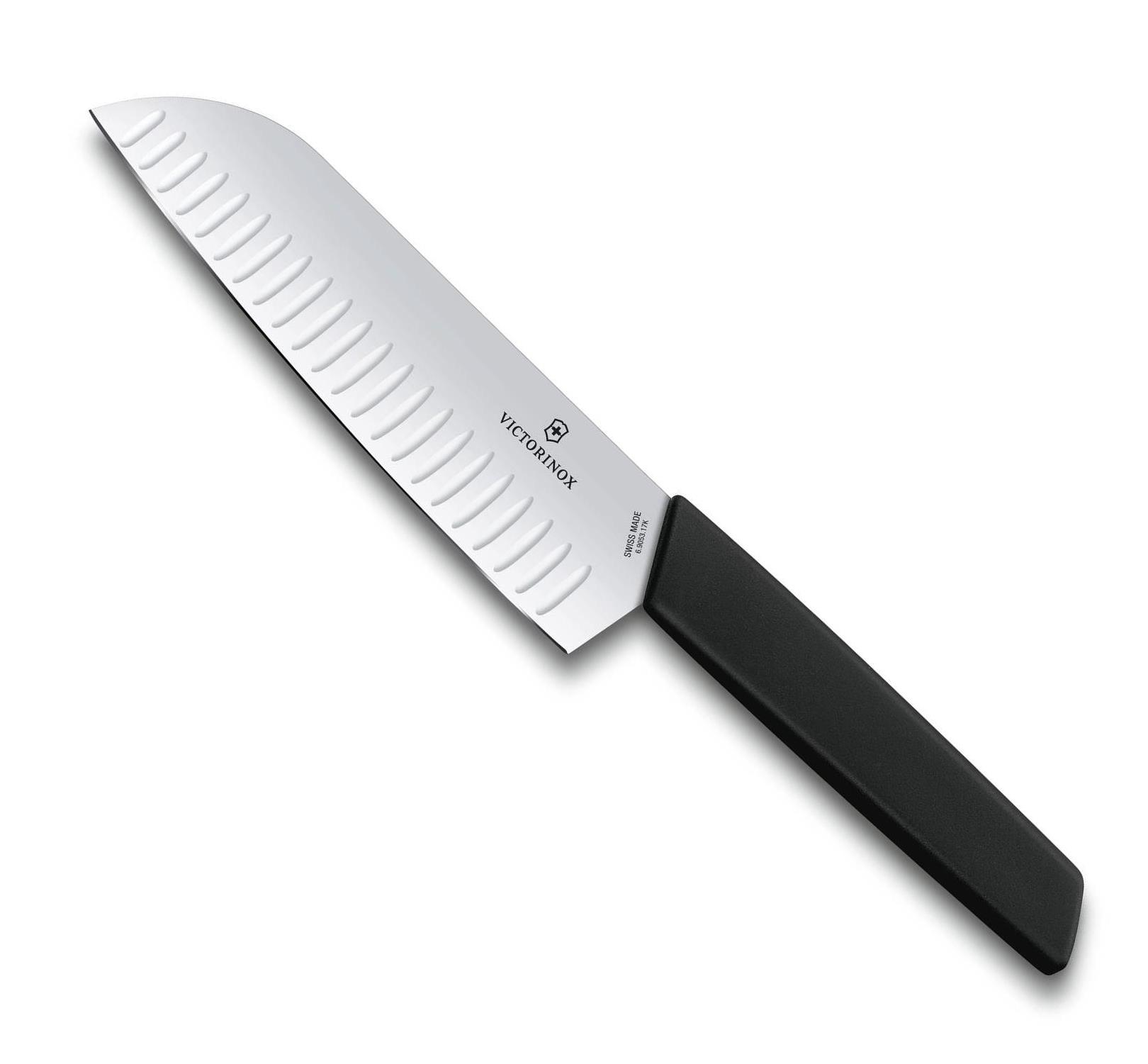 Japonský Nůž Santoku s výbrusy 17 cm černý SWISS MODERN - Victorinox