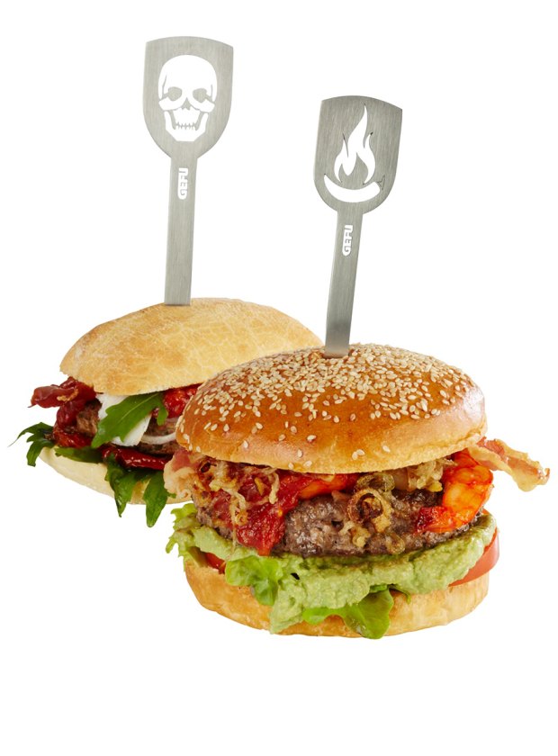 Hamburgerové špízy TORRO, 2 kusy (lebka / plamen) - GEFU