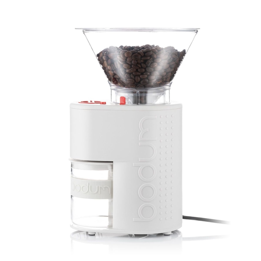 Elektrický mlýnek na kávu s kónickým mlýnkem BISTRO krémově bílý - BODUM