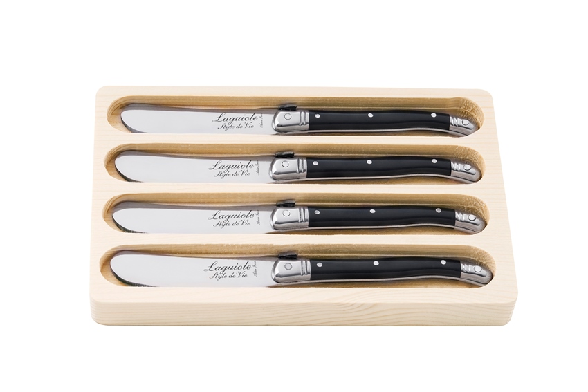 Sada nožů na máslo Laguiole Premium 4 ks černá - LAGUIOLE Style de Vie