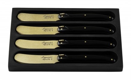 Sada nožů na máslo Laguiole Prestige 3 ks černá Gold - LAGUIOLE Style de Vie