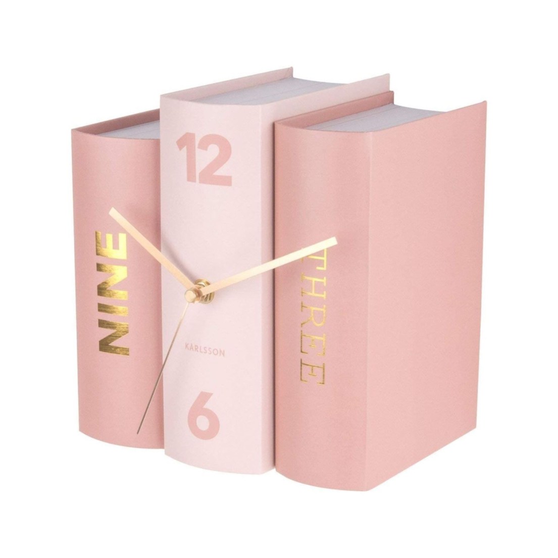 Designové stolní hodiny Knihy 20 cm růžové - Karlsson