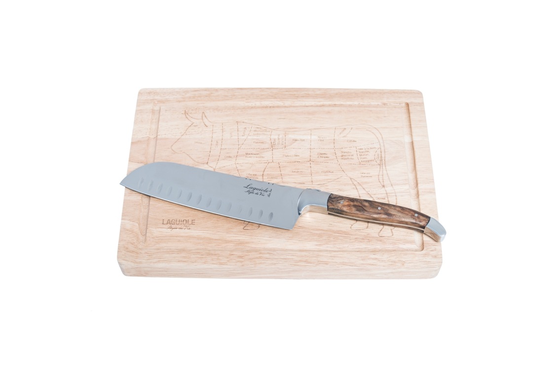 Santoku nůž s prkénkem LAGUIOLE LUXURY 20 cm olive - LAGUIOLE Style de Vie