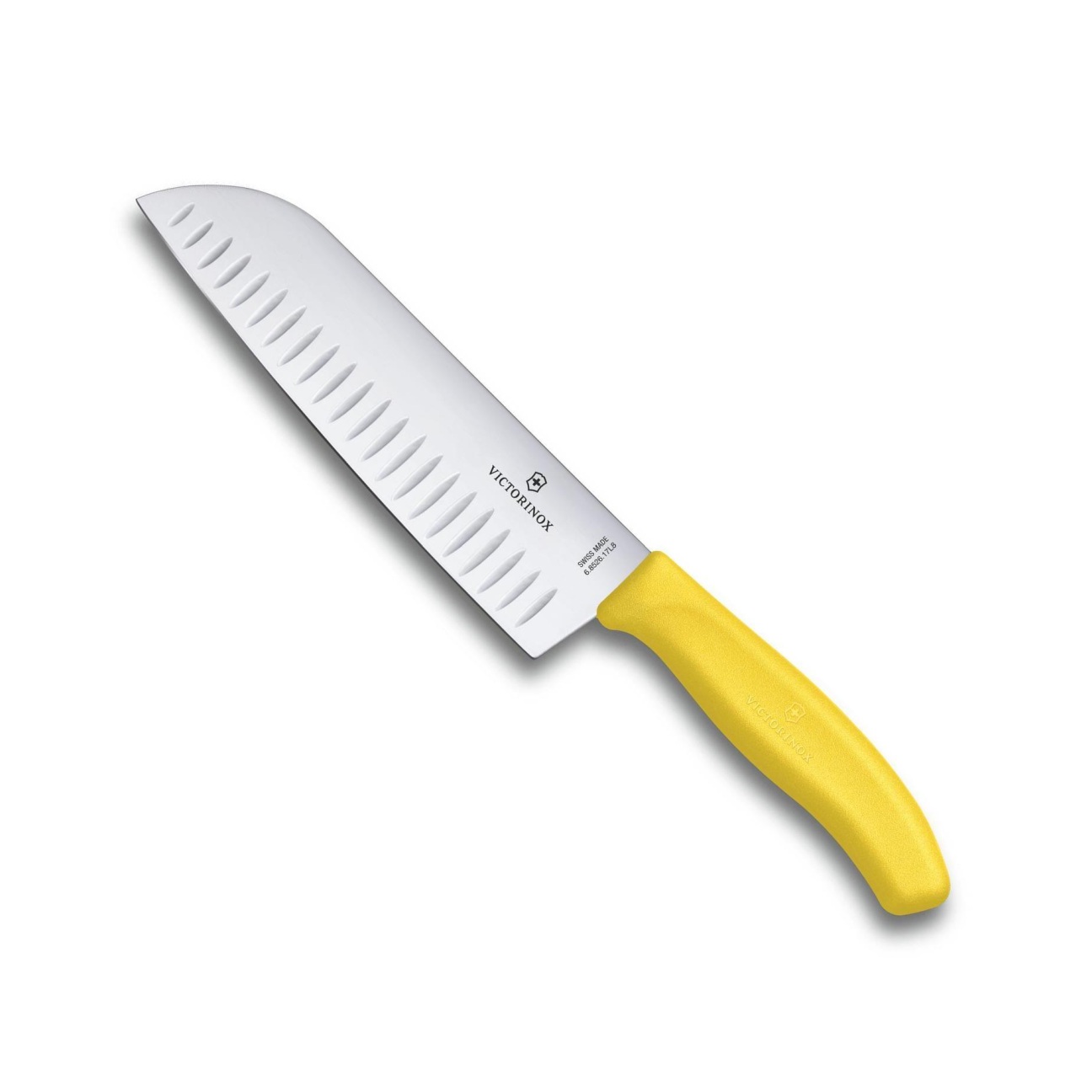 Japonský Nůž Santoku s výbrusy SWISS CLASSIC 17 cm žlutý - Victorinox