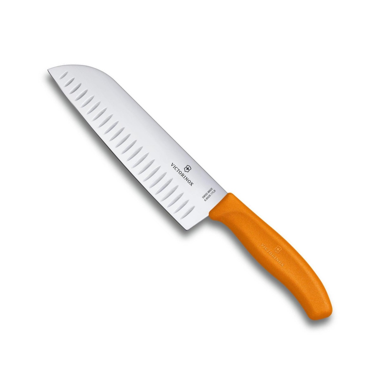 Japonský Nůž Santoku s výbrusy SWISS CLASSIC 17 cm oranžový - Victorinox