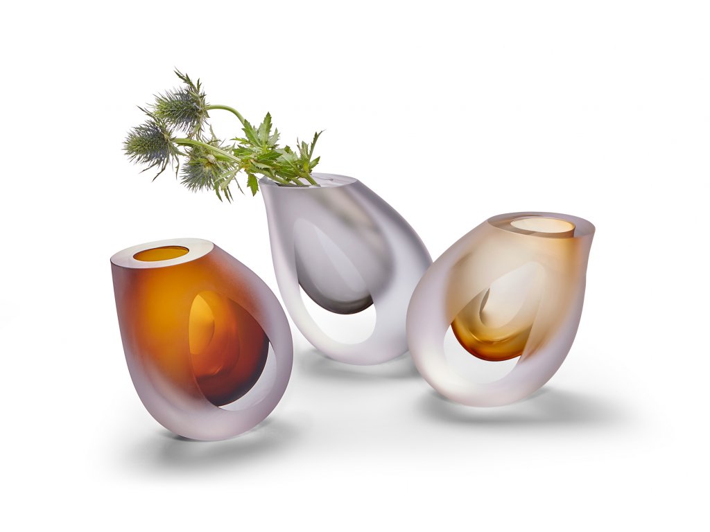 Skleněná váza OCCHIO, jantarová - PHILIPPI