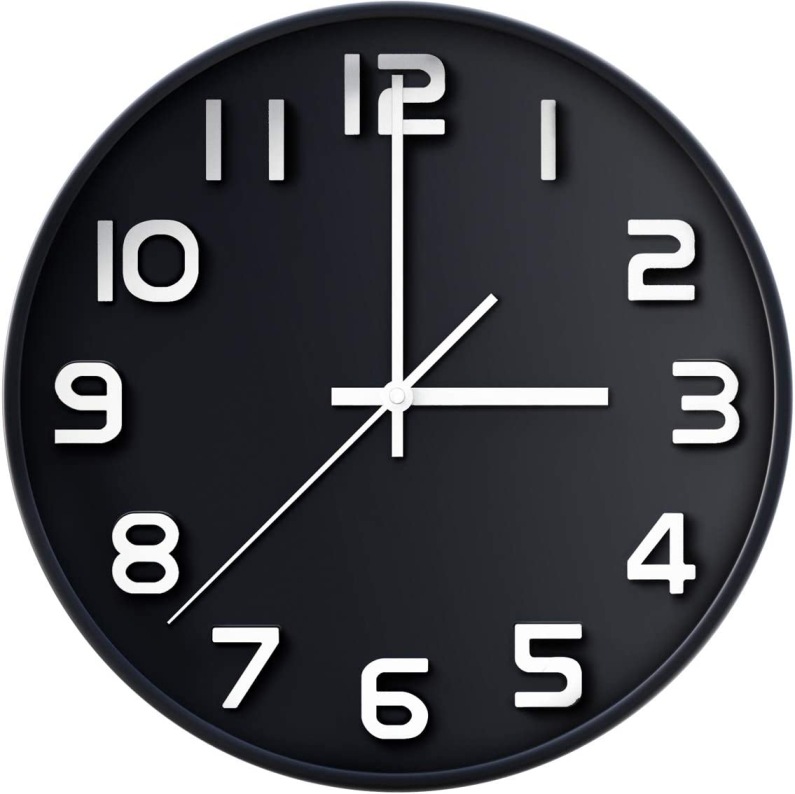 Nástěnné hodiny 30 cm, černé - Coslife
