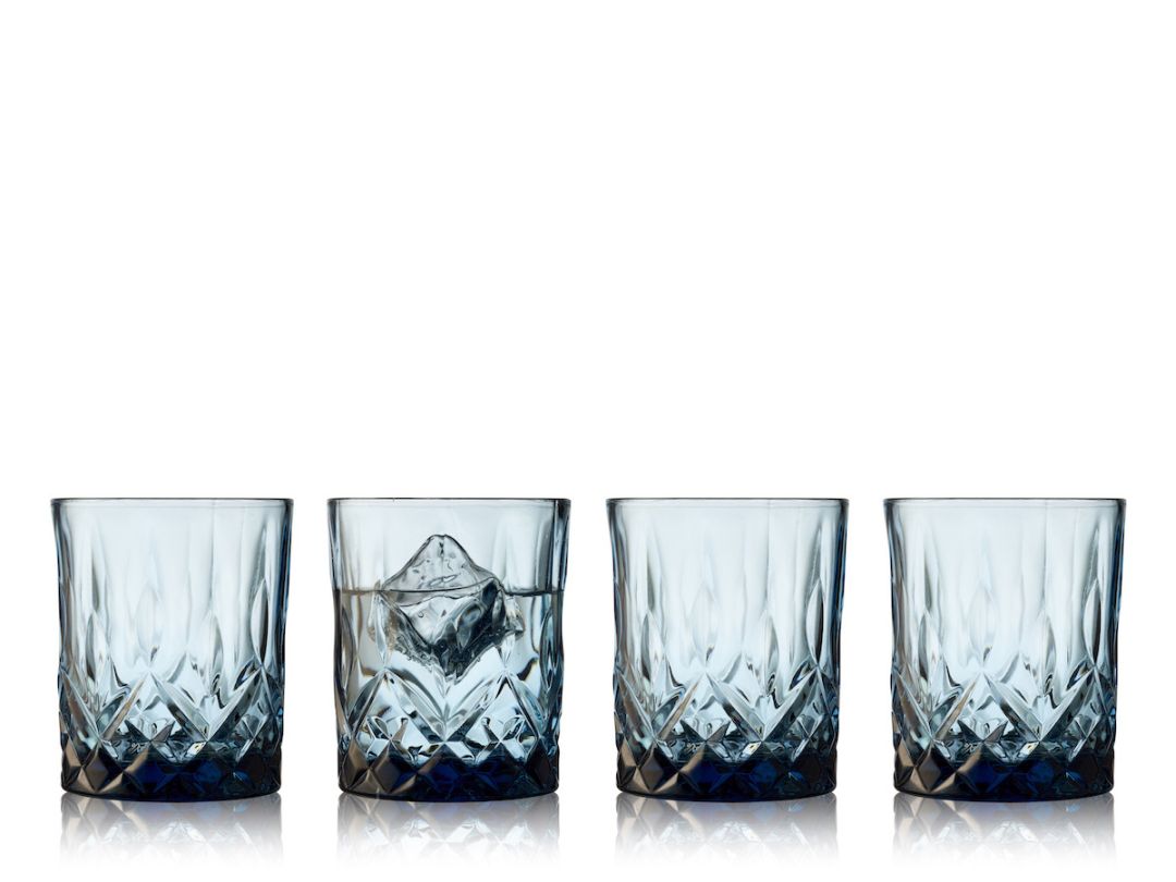 Set 4 sklenic na whisky Sorrento 32 ml, modré - LYNGBY GLAS