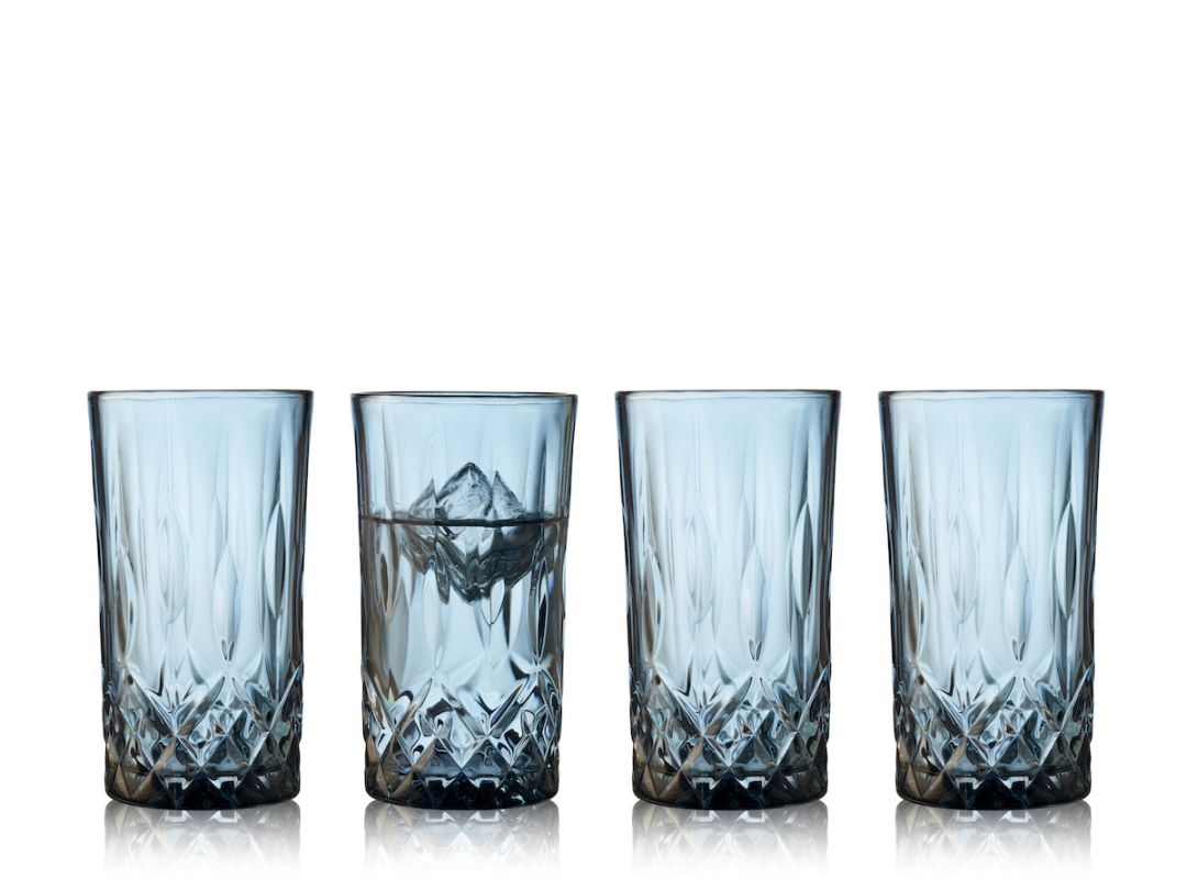 Set 4 sklenic Highball Sorrento 38 cl, modré - LYNGBY GLAS