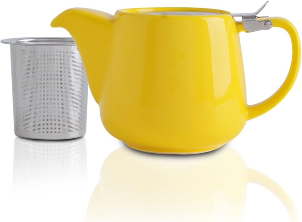 Porcelánová čajová konvice se sítkem z ušlechtilé 550 ml žlutá - VIVILINEN