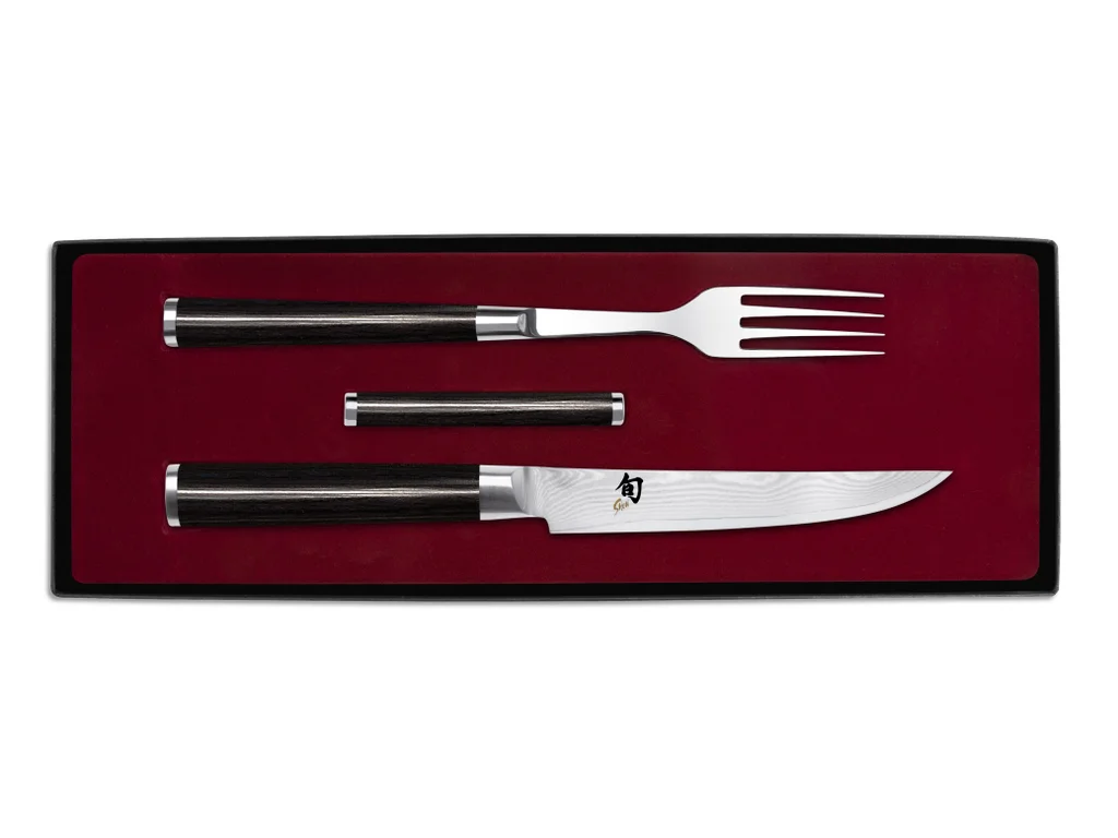Sada na steak Kai SHUN CLASSIC - nůž, vidlička a stojan - KAI