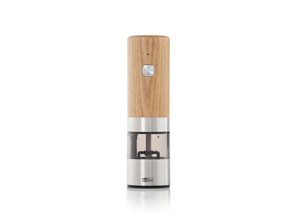 Elektrický mlýnek na pepř a sůl Ad Hoc i.MILL dobíjecí USB-C jasan/nerez/akryl 17 cm - AdHoc