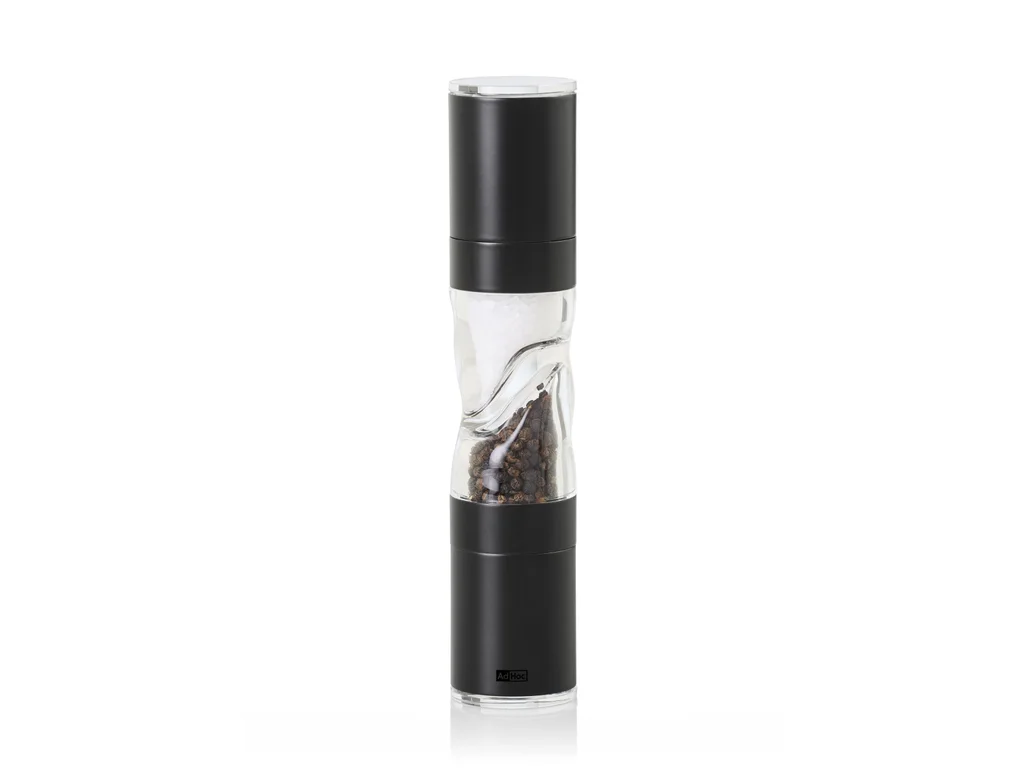 Dvojitý mlýnek na sůl a pepř Ad Hoc DUOMILL PURE, nerezová ocel černá 22 cm - AdHoc