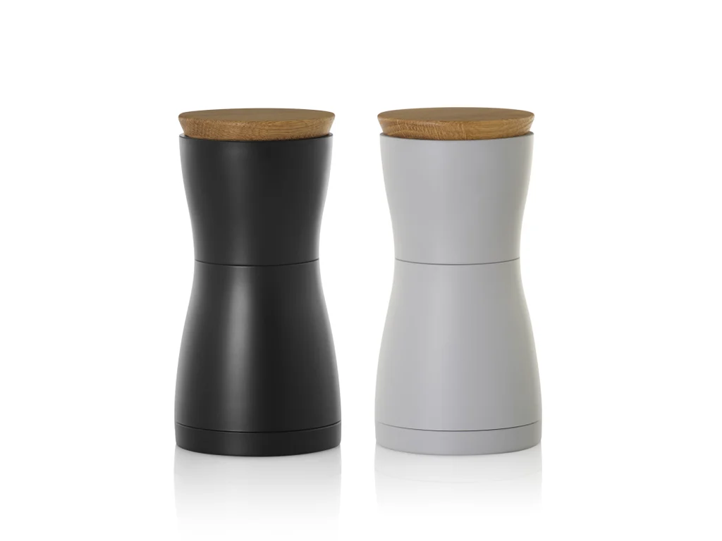 Sada mlýnků na pepř a sůl Ad Hoc TWIN černá/šedá/dub/plast 13,3 cm - AdHoc