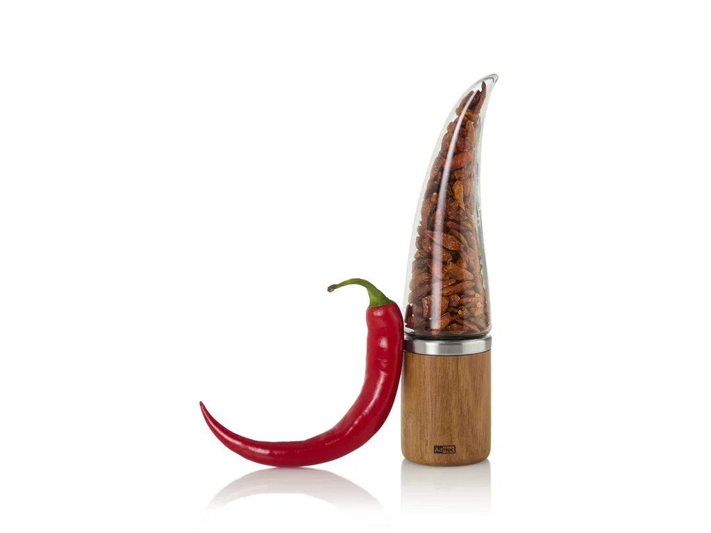 Mlýnek na chilli Ad Hoc PEPE, nerez/akácie/sklo 20,5 cm - AdHoc