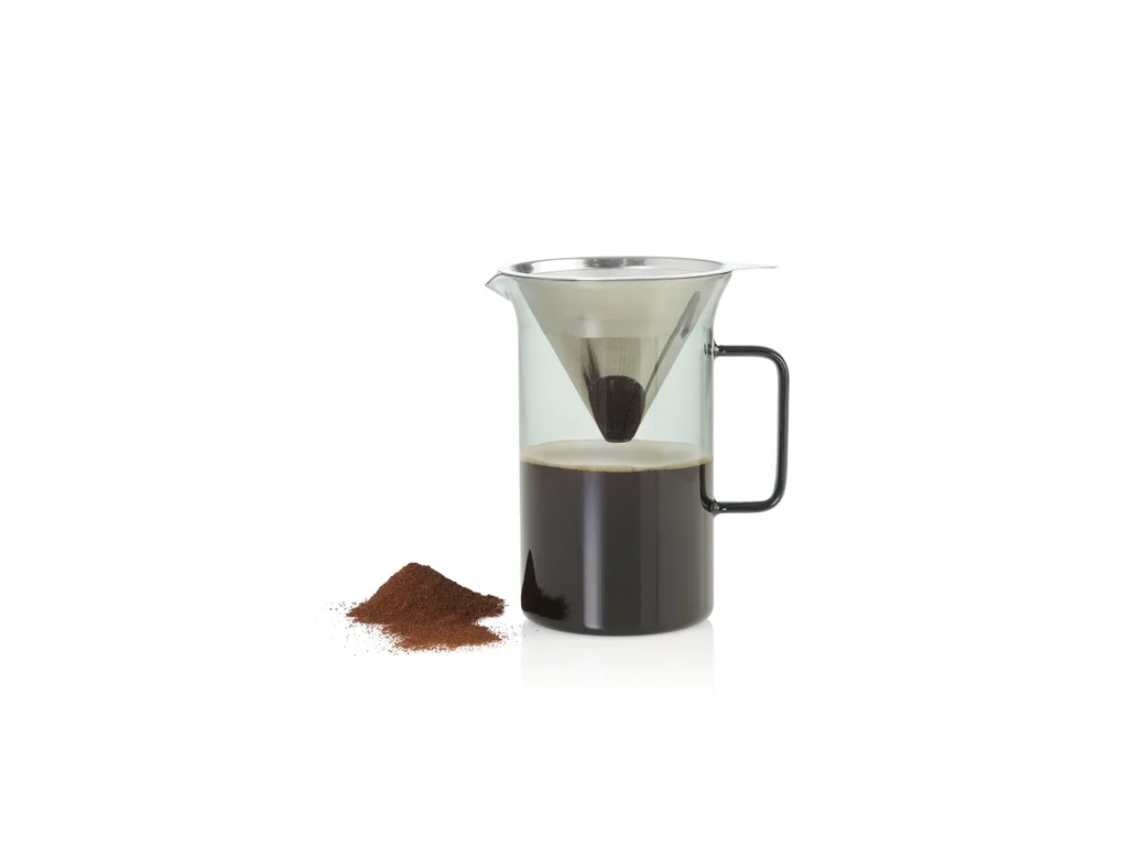 Překapávač na filtrovanou kávu Ad Hoc IMPACT tmavé sklo/nerez 600 ml - AdHoc