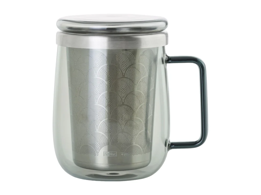 Sklenice na čaj se sítkem Ad Hoc YUNA 560 ml z tmavého skla - AdHoc