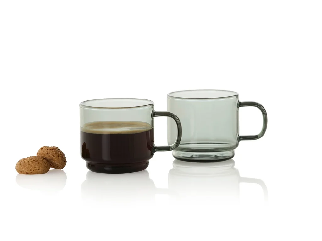 Sada 2 hrníčků na espresso z tmavého skla Ad Hoc IMPACT 70 ml - AdHoc