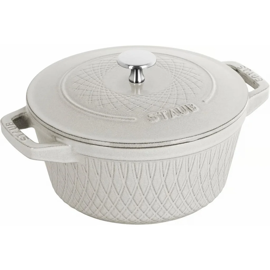 Hrnec STAUB kulatý 24cm bílý s dekorem lanýž 4ll - STAUB