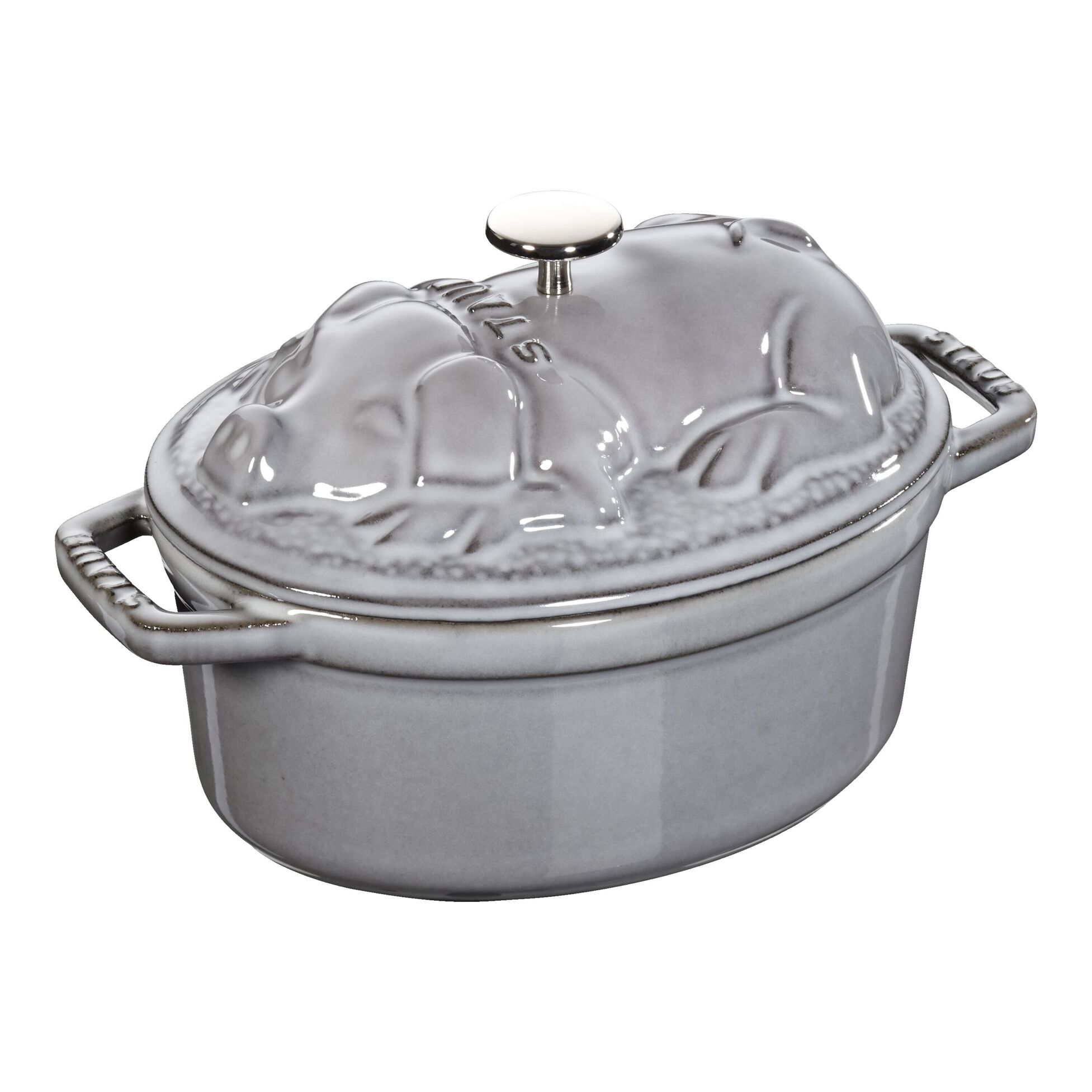 Litinový hrnec Cocotte s poklicí ve tvaru vepře, Ø 17 cm / 1,0 l, grafitově šedá - STAUB