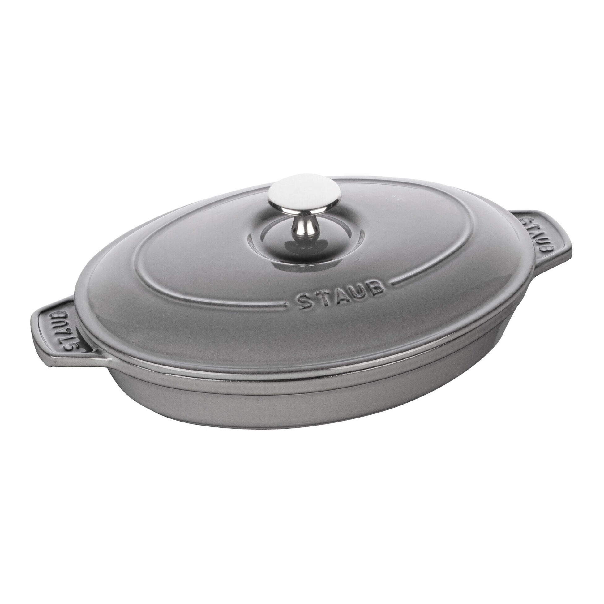 Pekáč s poklicí, 23 cm, oválný, grafitově šedý, litina - STAUB