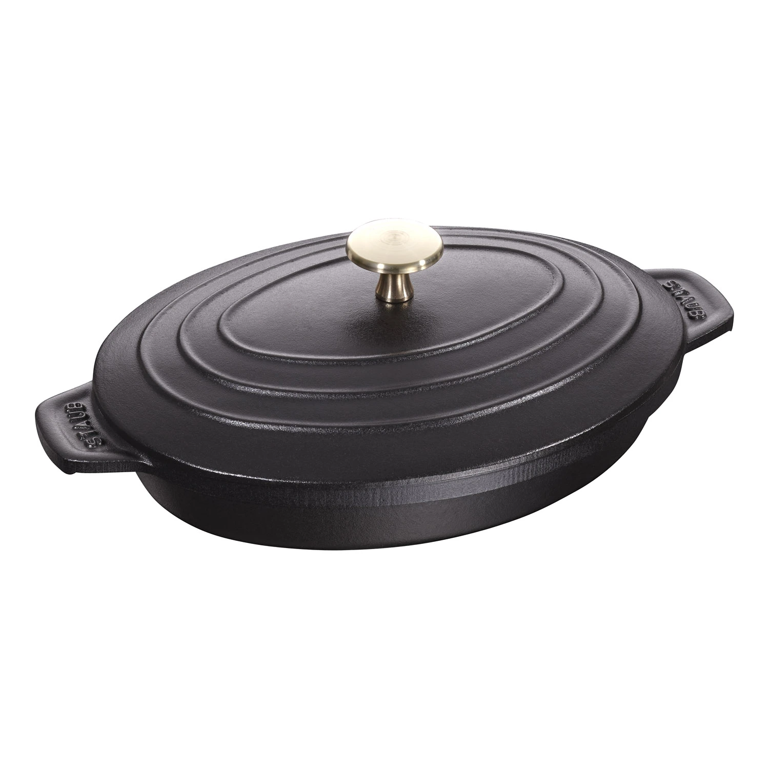 Pekáč s poklicí, 23 cm, oválný, černý, litina - STAUB