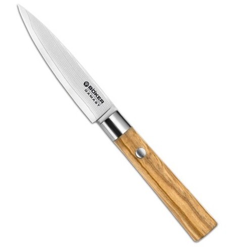 Damaškový Špikovací nůž Damast Olive 10 cm - Böker Solingen